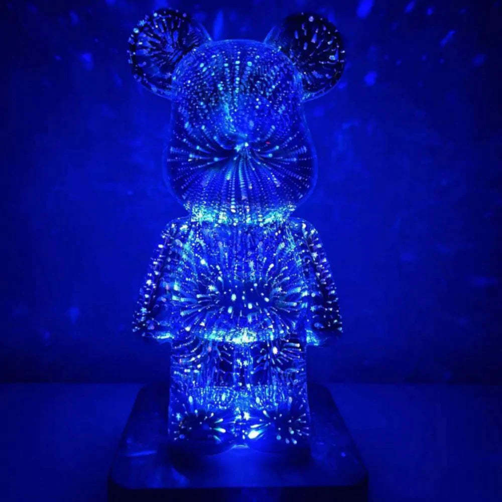 3D Firework Bear Night Light Colorful Bear Decor Light Gift for Him or Her - 