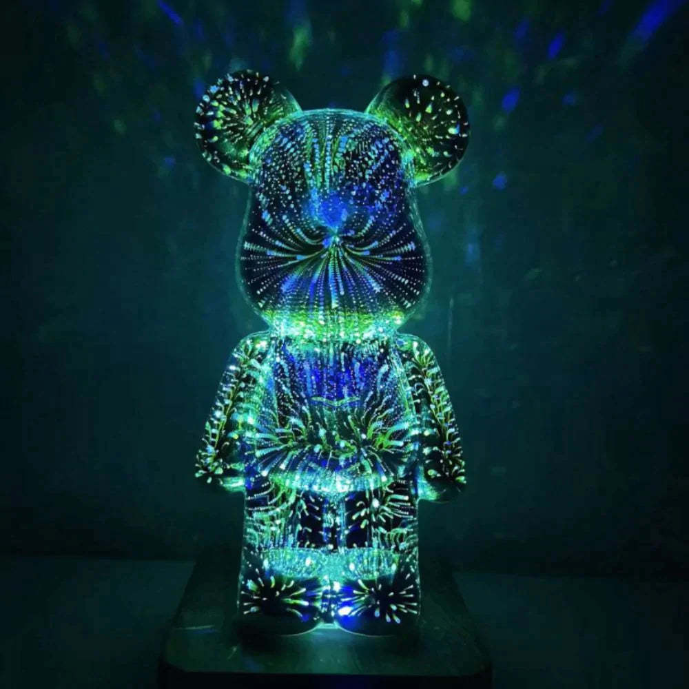 3D Firework Bear Night Light Colorful Bear Decor Light Gift for Him or Her - 
