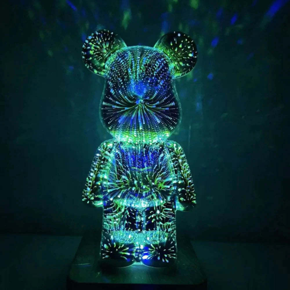 3D Firework Bear Night Light Colorful Bear Decor Light Gift for Him or Her - 