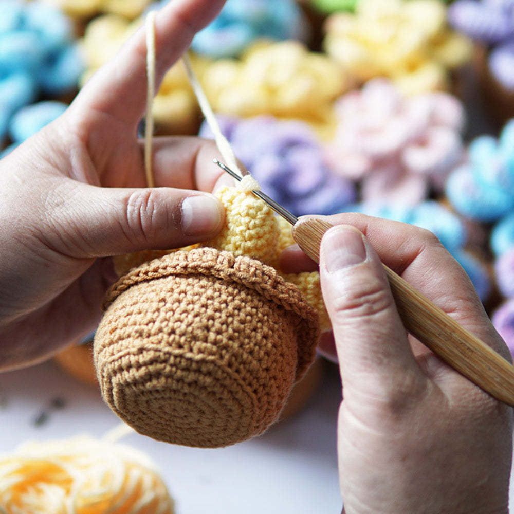 多肉鉤針盆栽成品手工編織針織盆栽禮物送給手工藝愛好者畢業禮物 - PhotoMoonLampTW