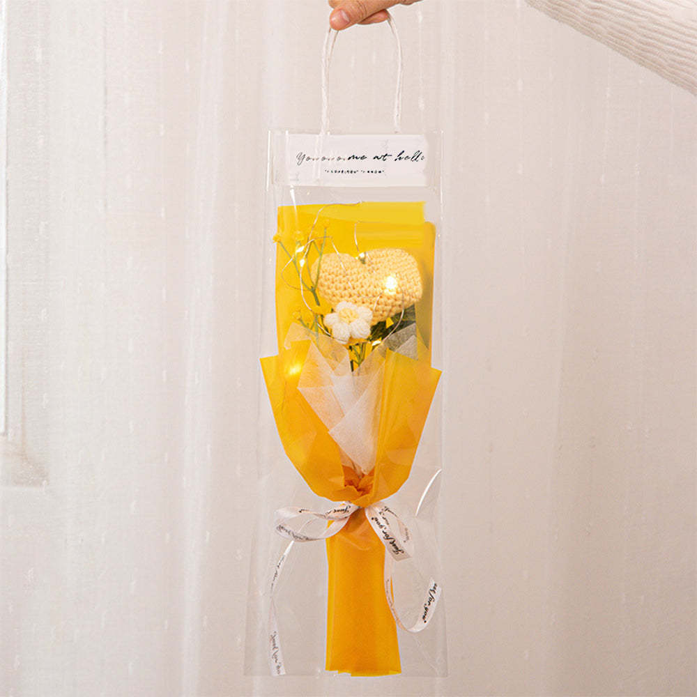 鉤針花束手工針織鬱金香康乃馨花束帶燈條禮物送給她的畢業禮物 - PhotoMoonLampTW