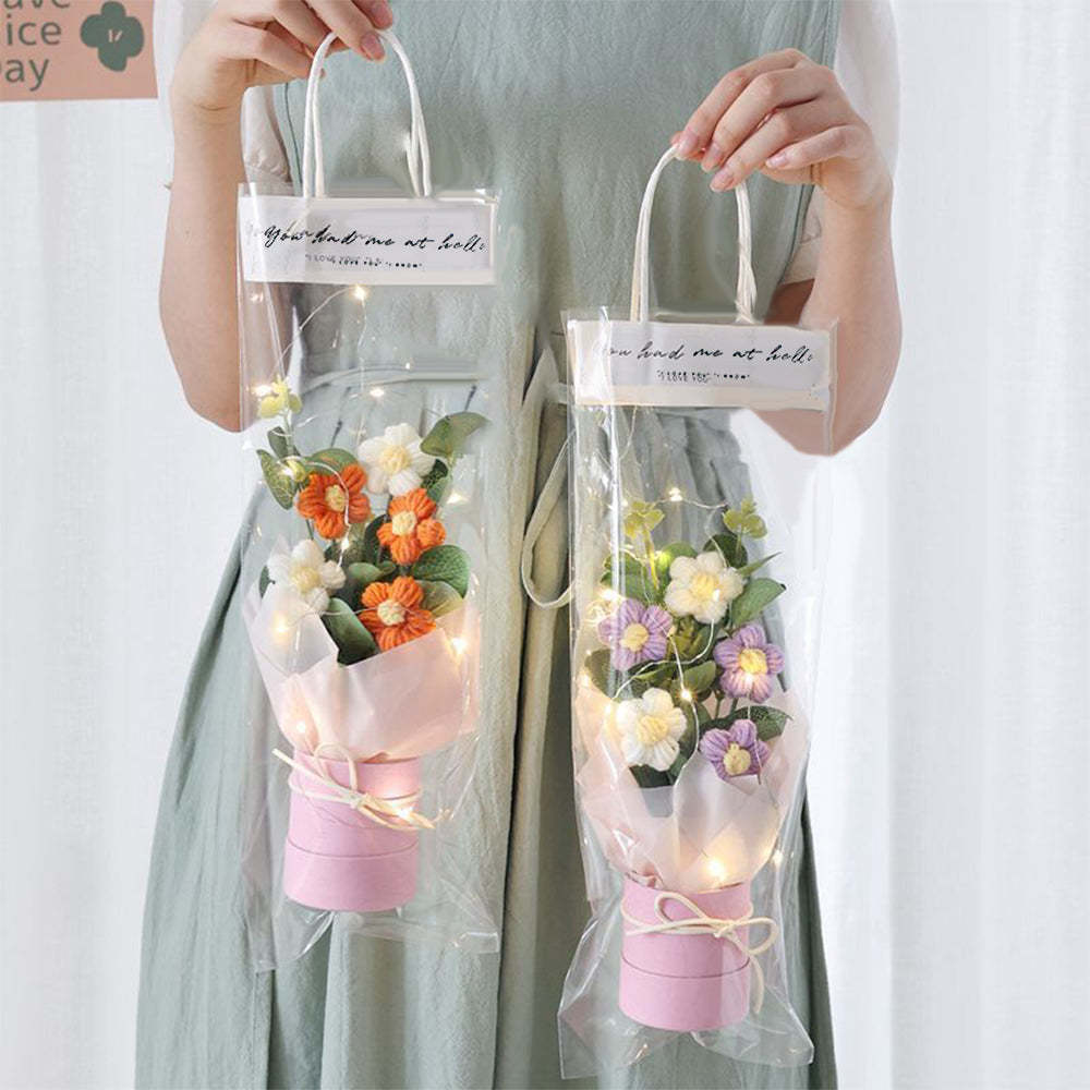 鉤針花束手工針織花束帶燈條生日禮物送給情侶畢業禮物 - PhotoMoonLampTW