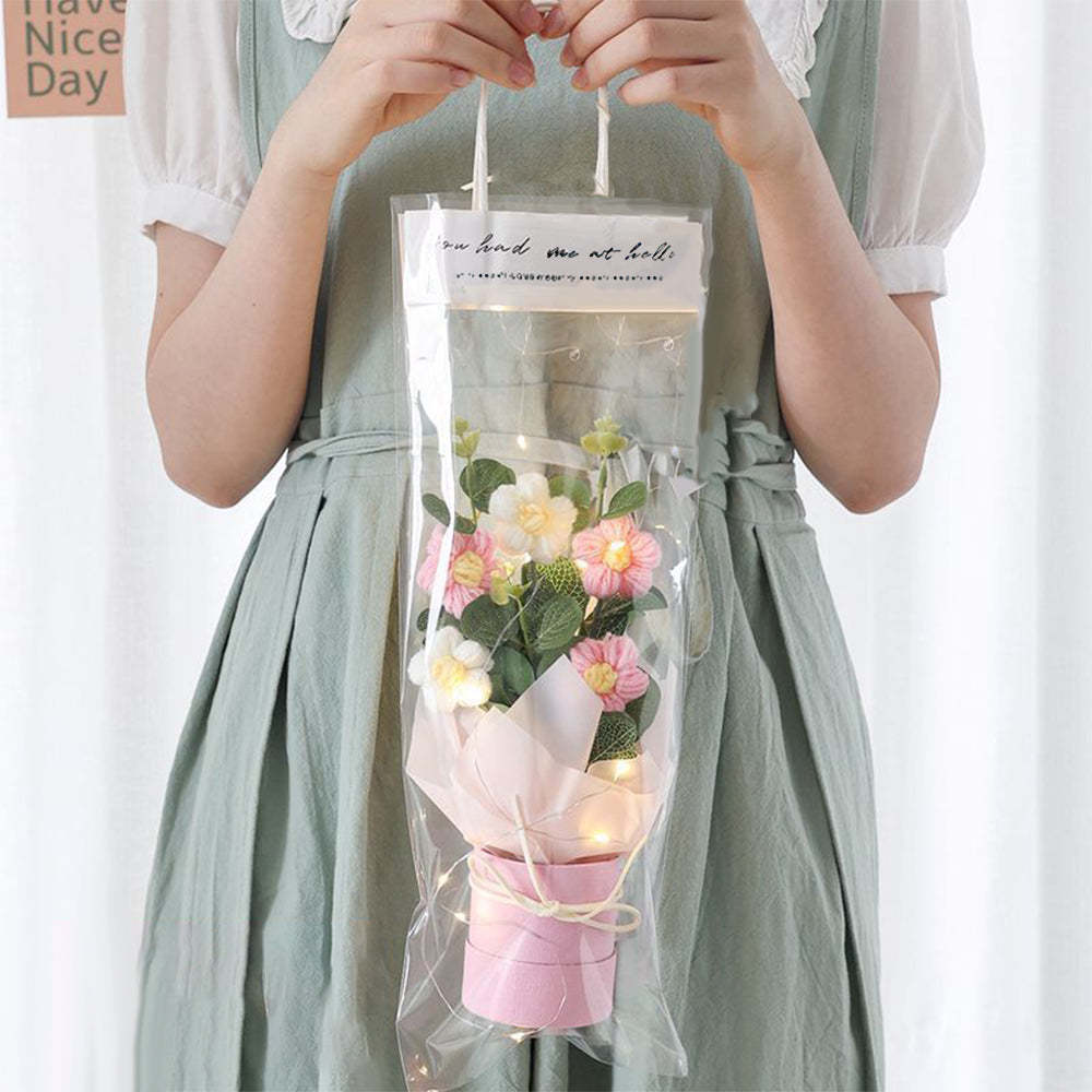 鉤針花束手工針織花束帶燈條生日禮物送給情侶畢業禮物 - PhotoMoonLampTW