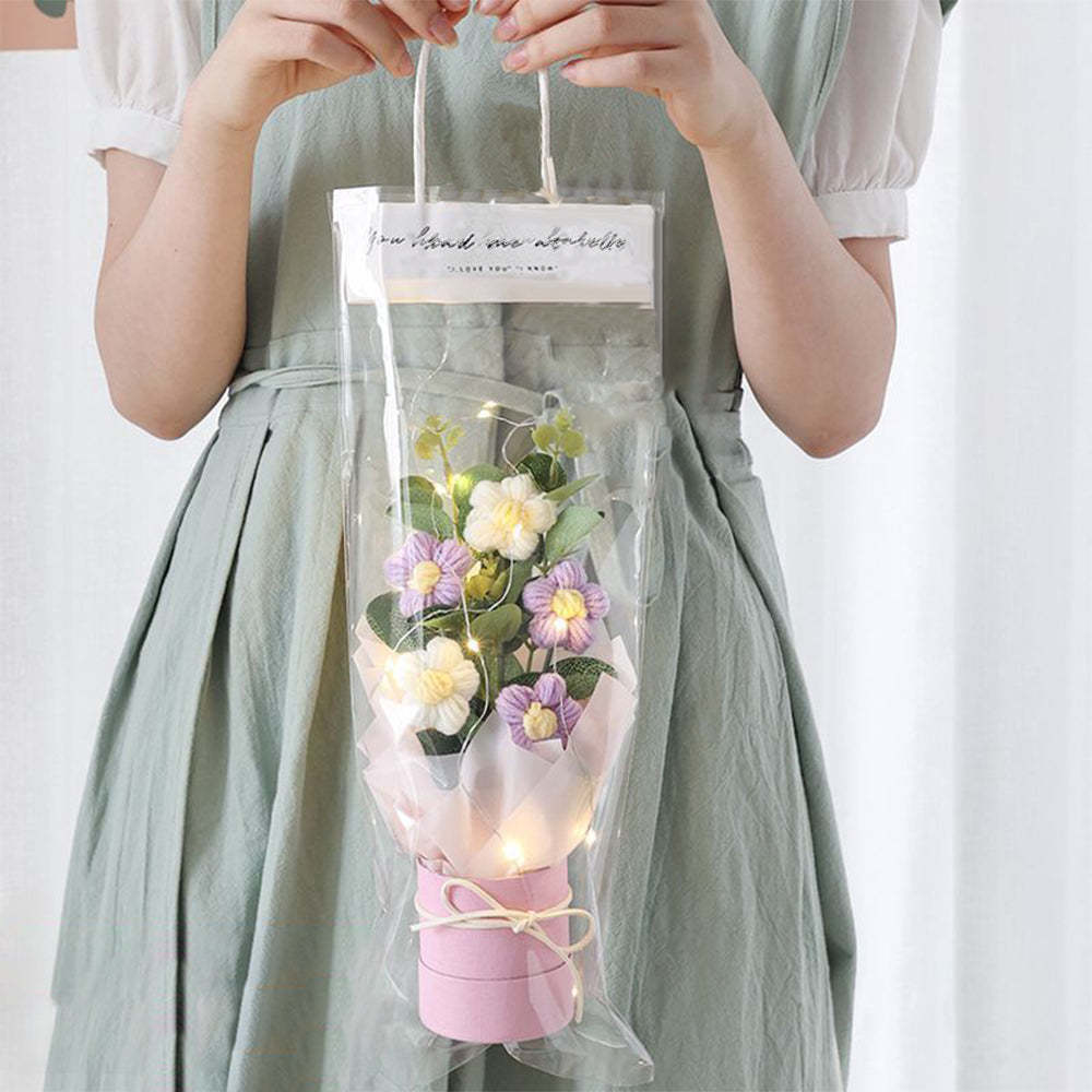 鉤針花束手工針織花束帶燈條生日禮物送給情侶畢業禮物 - PhotoMoonLampTW