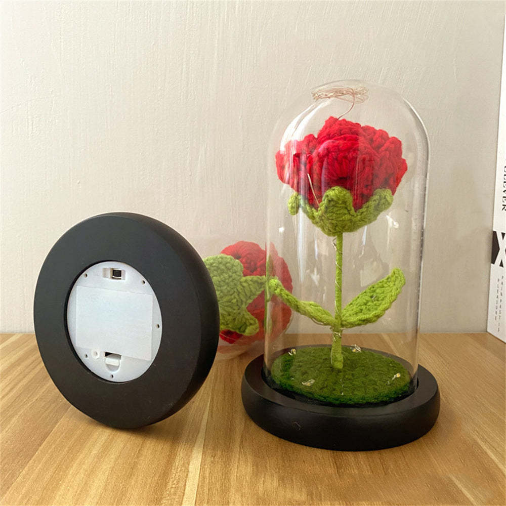 鉤針花燈手工針織玫瑰向日葵玻璃罩裝飾品 - PhotoMoonLampTW