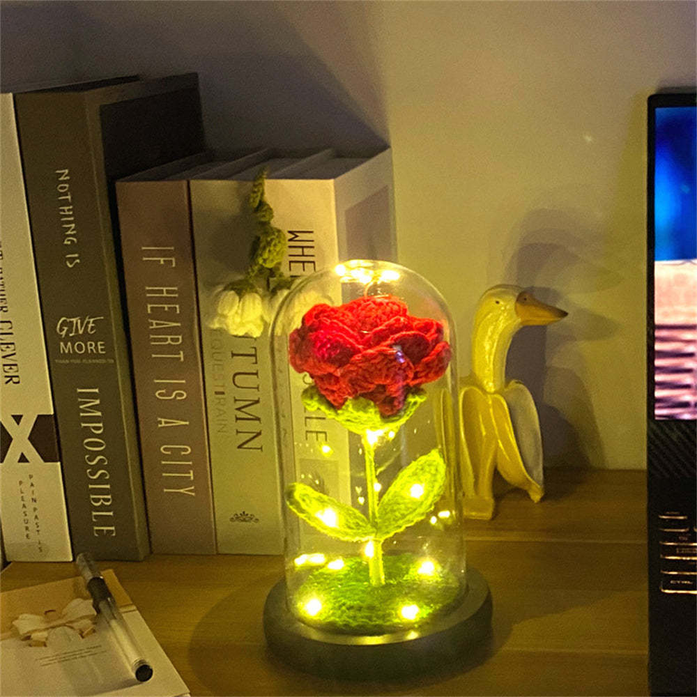 鉤針花燈手工針織玫瑰向日葵玻璃罩裝飾品 - PhotoMoonLampTW