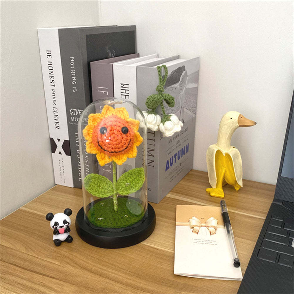 鉤針花燈手工針織玫瑰向日葵玻璃罩裝飾品 - PhotoMoonLampTW