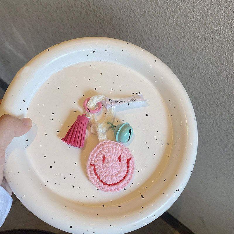 針織笑臉鑰匙扣創意手工鉤針鑰匙扣禮物女士畢業禮物 - PhotoMoonLampTW