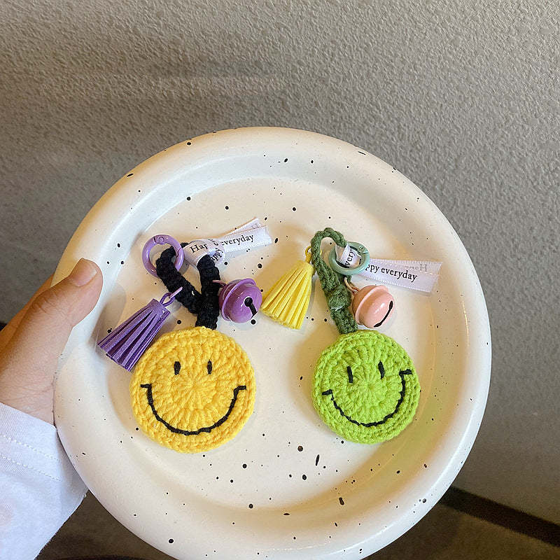 針織笑臉鑰匙扣創意手工鉤針鑰匙扣禮物女士畢業禮物 - PhotoMoonLampTW