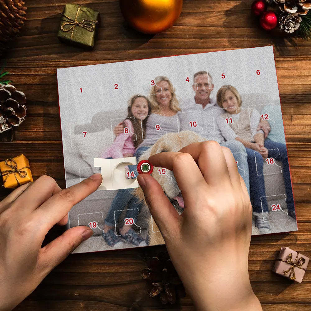 Personalized Photo Jewelry Advent Calendar Photo Charm Christmas Surprise Blind Box Bracelet 24 Calendar Countdown Gift Box Bracelet For Pet - soufeelus