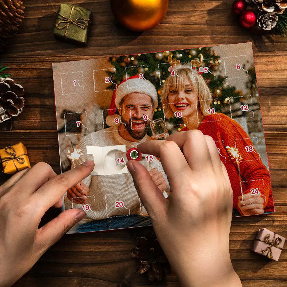 Personalized Photo Jewelry Advent Calendar Photo Charm Surprise Blind Box Bracelet 24 Calendar Countdown Gift Box Bracelet For Christmas - soufeelus