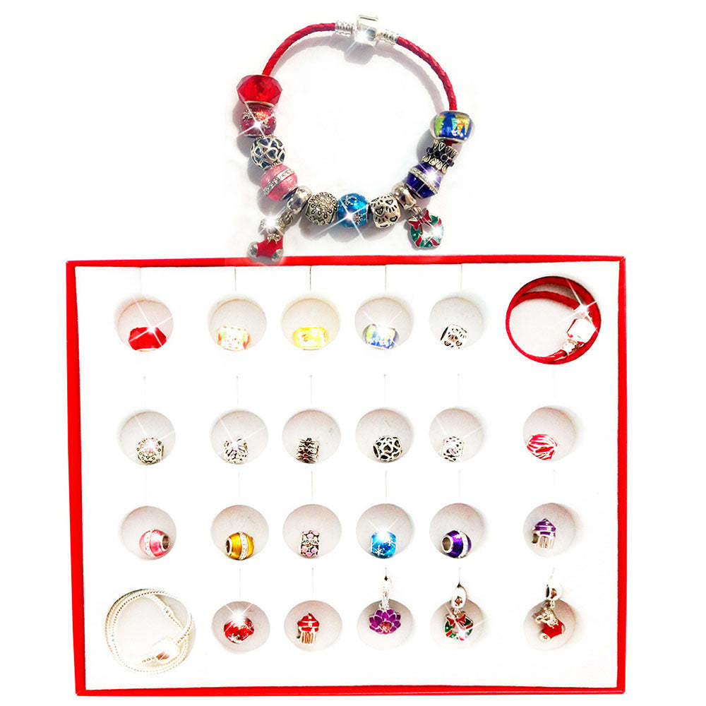 Glass Bead Braided Bead Geometric Christmas Bracelet Box 24-Day Advent Calendar To Christmas Advent - soufeelus