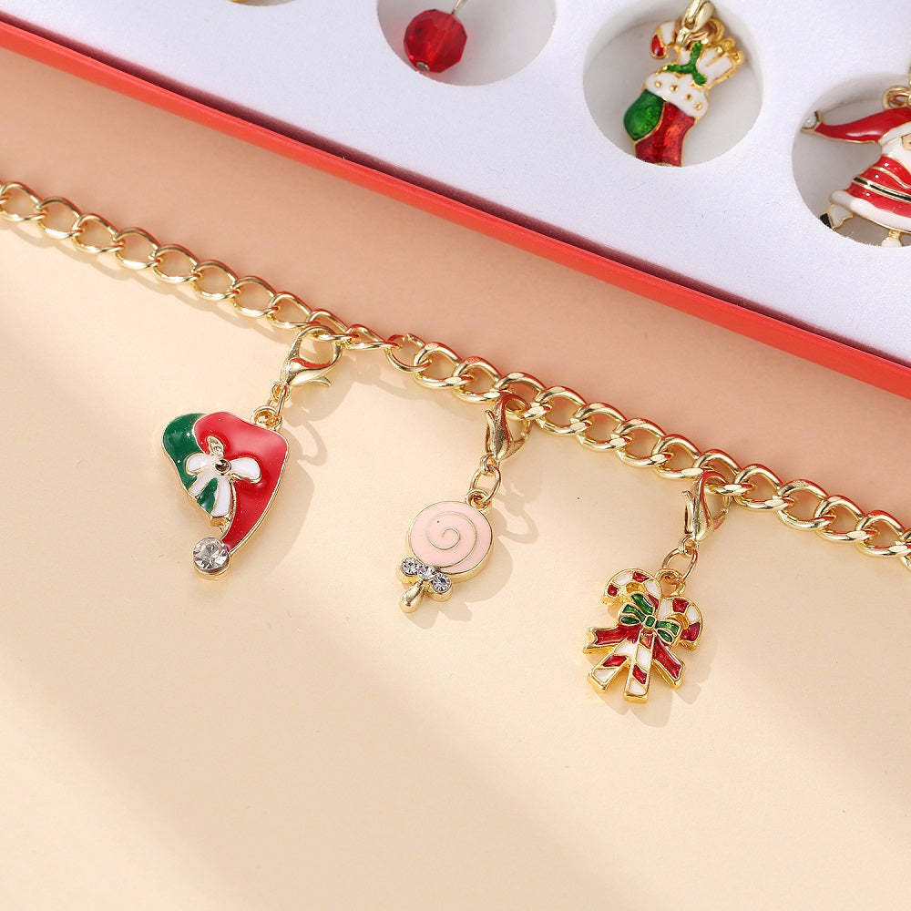Christmas Charms Bracelet Set Calendar Advent 24 Countdown Surprise Blind Box - soufeelus