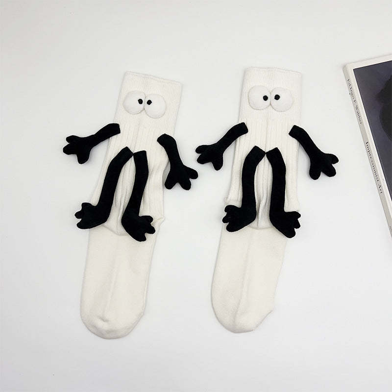 Funny Doll Mid Tube Socks Holding Hand Socks Gifts for Couple - PhotoMoonLampTW