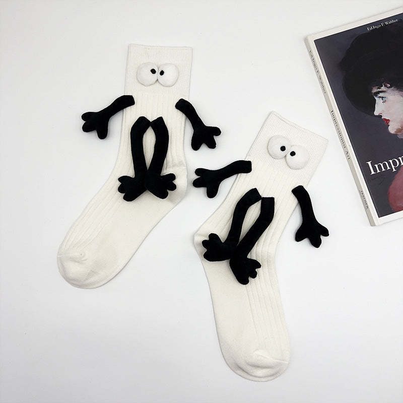 Funny Doll Mid Tube Socks Holding Hand Socks Gifts for Couple - PhotoMoonLampTW