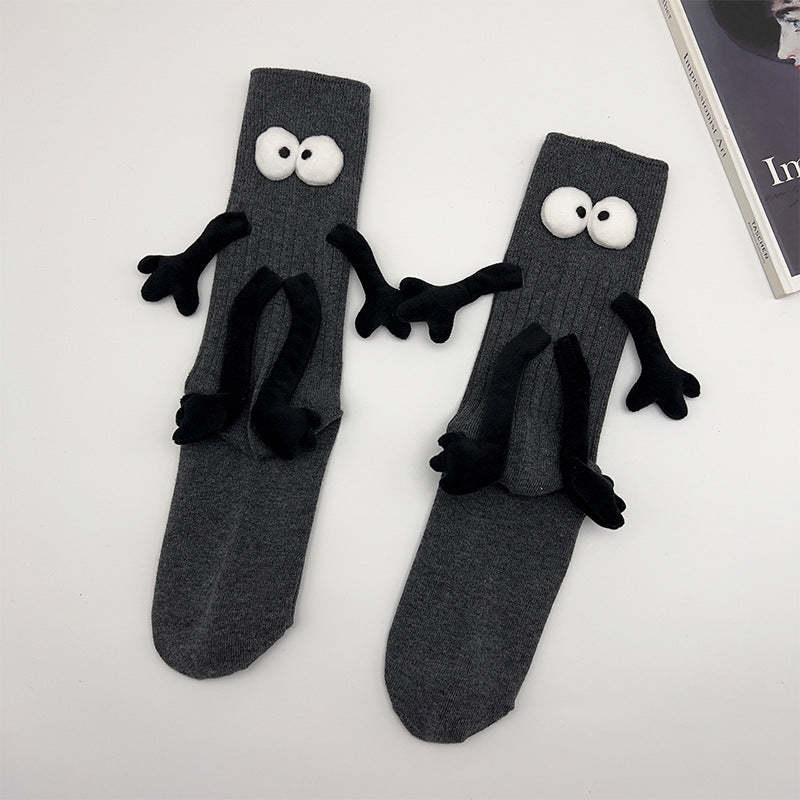 Funny Doll Mid Tube Socks Holding Hand Socks Gifts for Couple - PhotoMoonLampTW