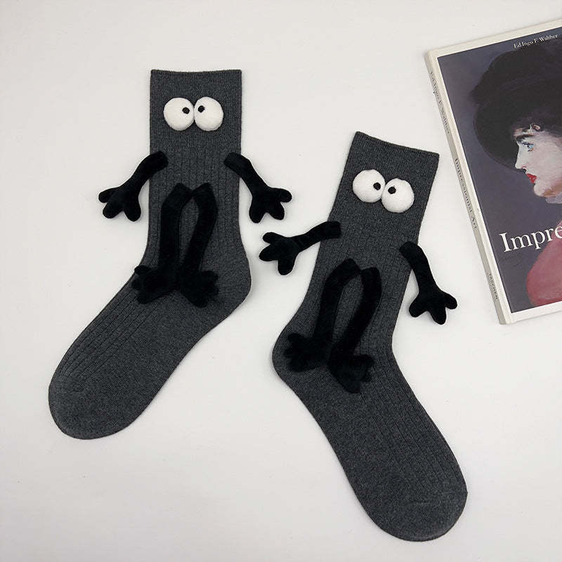 Funny Doll Mid Tube Socks Holding Hand Socks Gifts for Couple - PhotoMoonLampTW