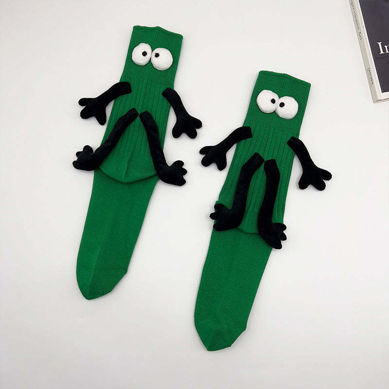 Funny Doll Mid Tube Socks Holding Hand Socks Gifts for Couple - PhotoMoonLampTW