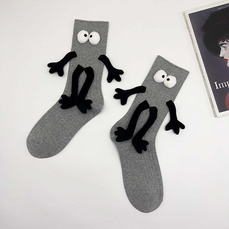 Funny Doll Mid Tube Socks Holding Hand Socks Gifts for Couple - PhotoMoonLampTW