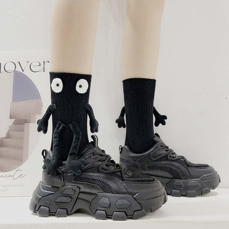 Funny Doll Mid Tube Socks Holding Hand Socks Gifts for Couple - PhotoMoonLampTW