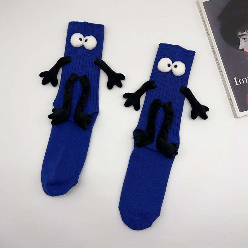 Funny Doll Mid Tube Socks Holding Hand Socks Gifts for Couple - PhotoMoonLampTW