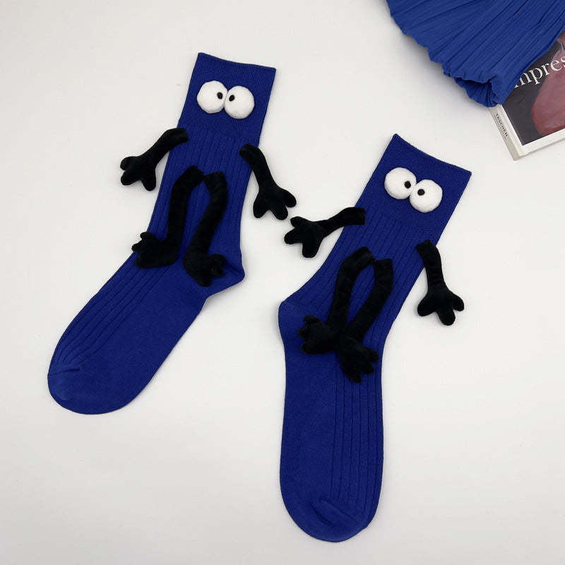 Funny Doll Mid Tube Socks Holding Hand Socks Gifts for Couple - PhotoMoonLampTW