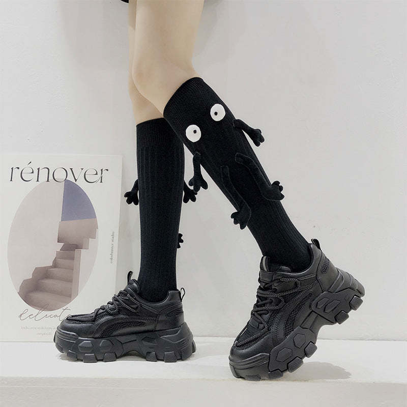 Funny Doll Knee High Socks Holding Hand Socks Gifts for Couple - PhotoMoonLampTW