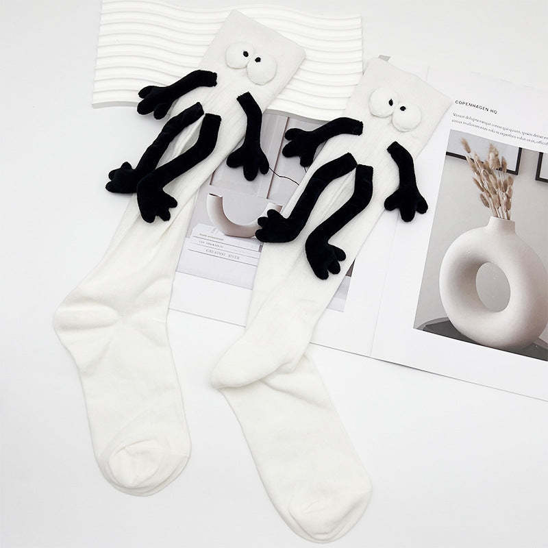 Funny Doll Knee High Socks Holding Hand Socks Gifts for Couple - PhotoMoonLampTW