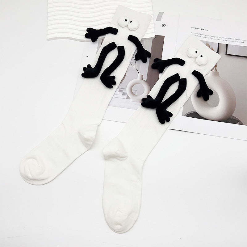 Funny Doll Knee High Socks Holding Hand Socks Gifts for Couple - PhotoMoonLampTW
