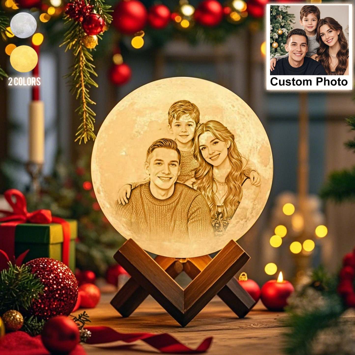 客製化照片可刻字3D打印月球燈週年紀念禮物