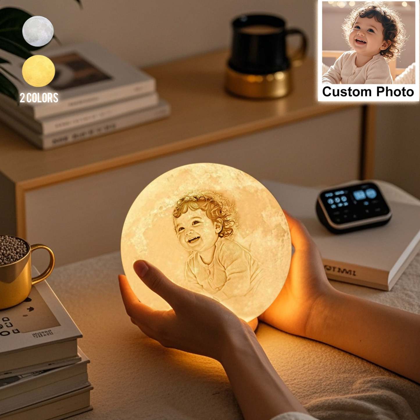 客製化照片可刻字3D打印月球燈週年紀念禮物