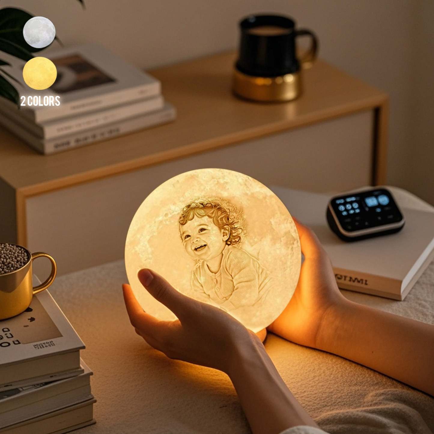 客製化照片可刻字3D打印月球燈週年紀念禮物