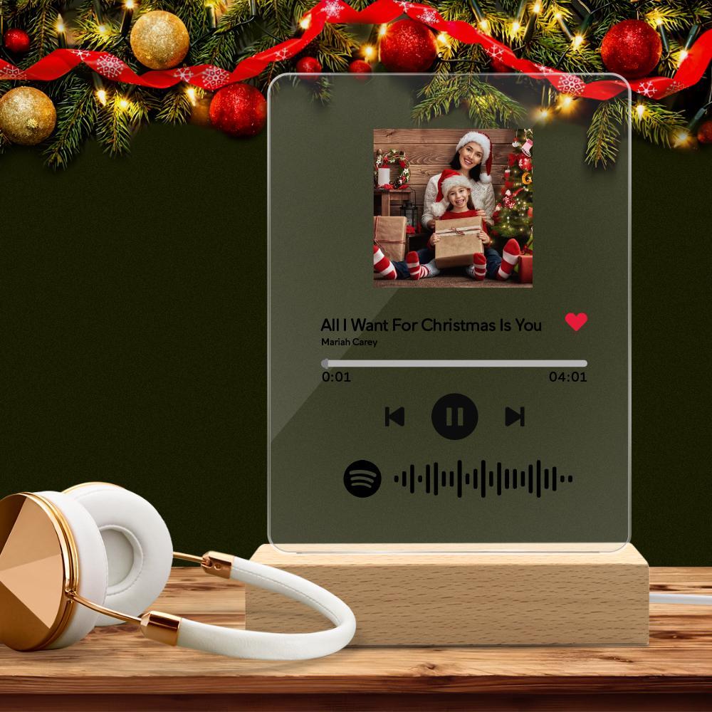 個性化 Spotify 代碼燈定制照片亞克力夜燈送給情人的聖誕禮物（5.9 英寸 X 7.7 英寸） - PhotoMoonLampTW