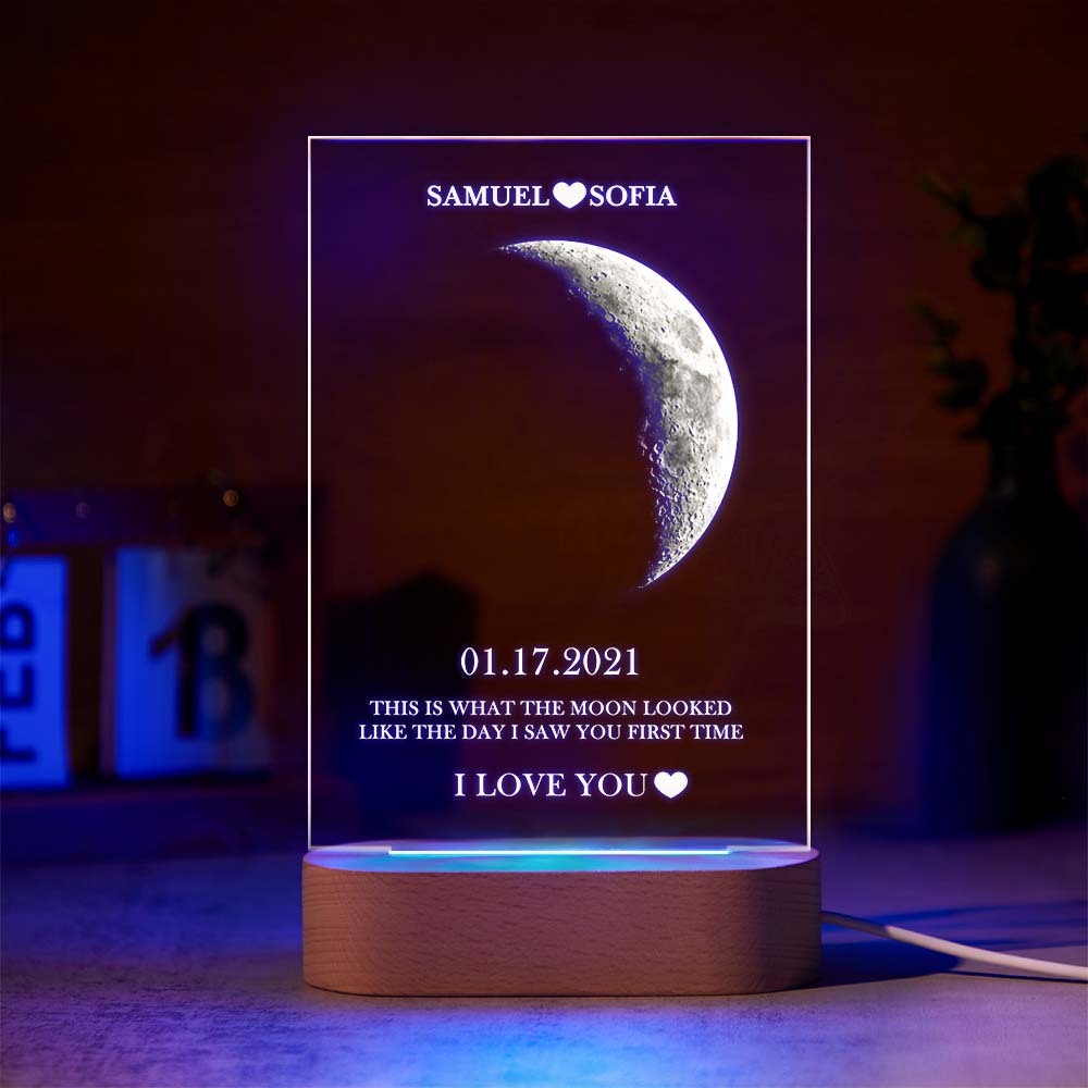 訂製月相燈帶個人化名字文字七色光 - PhotoMoonLampTW