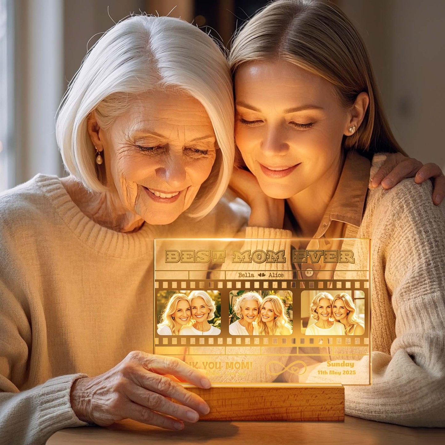 母親節禮物個人化照片和文字夜燈送給媽媽的最佳禮物訂製禮物 - PhotoMoonLampTW