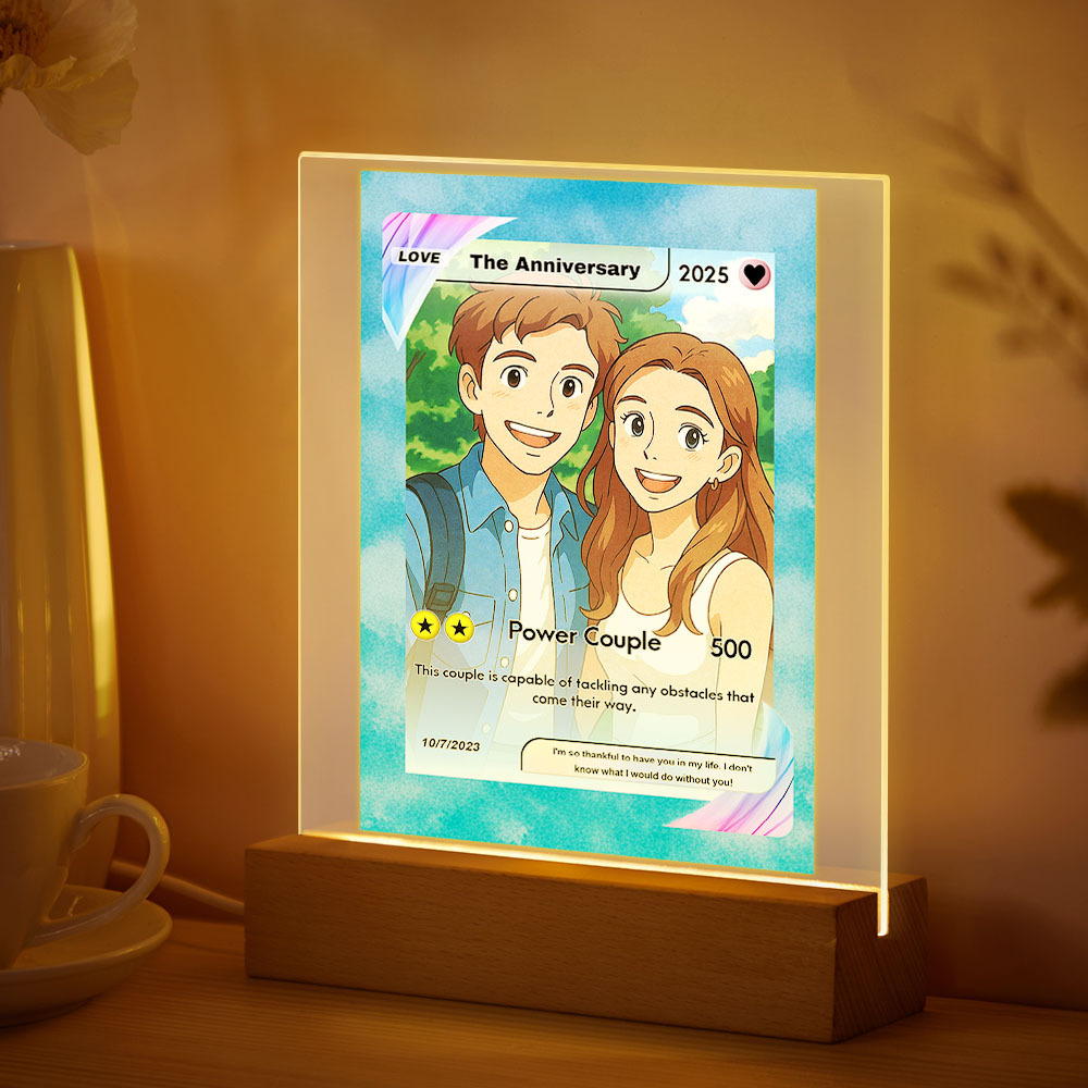 個性化壓克力led卡通小夜燈訂製照片燈週年紀念禮物 - PhotoMoonLampTW