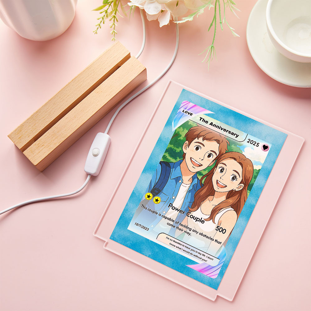 個性化壓克力led卡通小夜燈訂製照片燈週年紀念禮物 - PhotoMoonLampTW