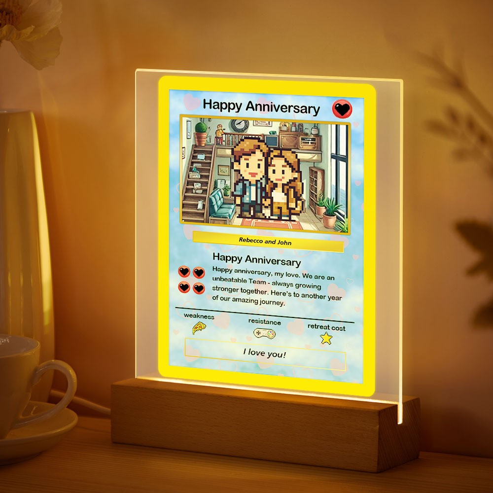 個性化壓克力led卡通小夜燈訂製照片燈週年紀念禮物 - PhotoMoonLampTW