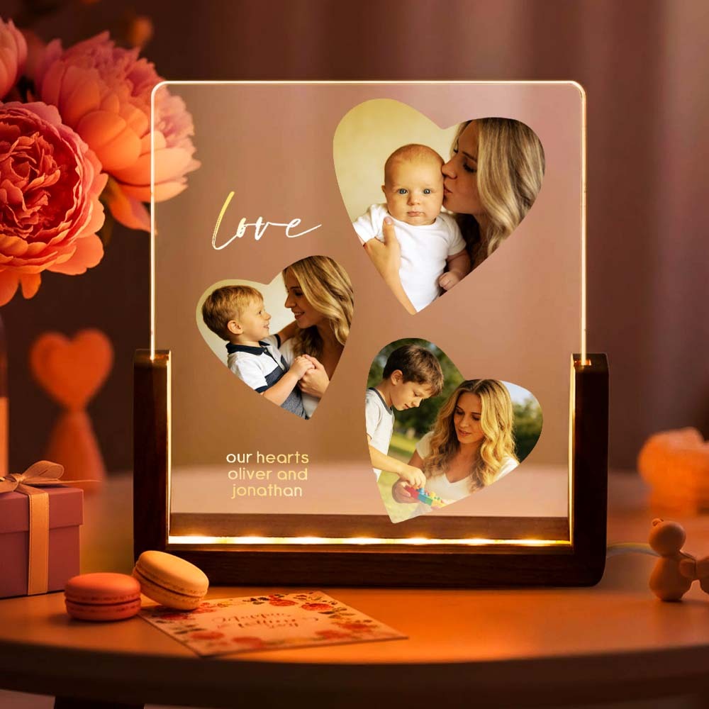 客製化照片時間軸壓克力夜燈,個人化照片和文字led燈,母親節禮物 - PhotoMoonLampTW