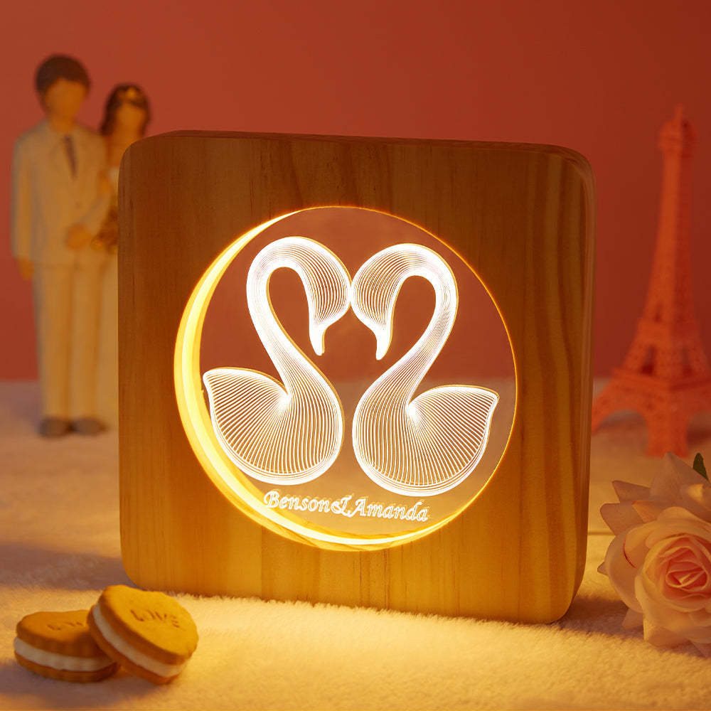 Custom Photo Pendant Square Photo Passbook Wooden Box Gift to Her