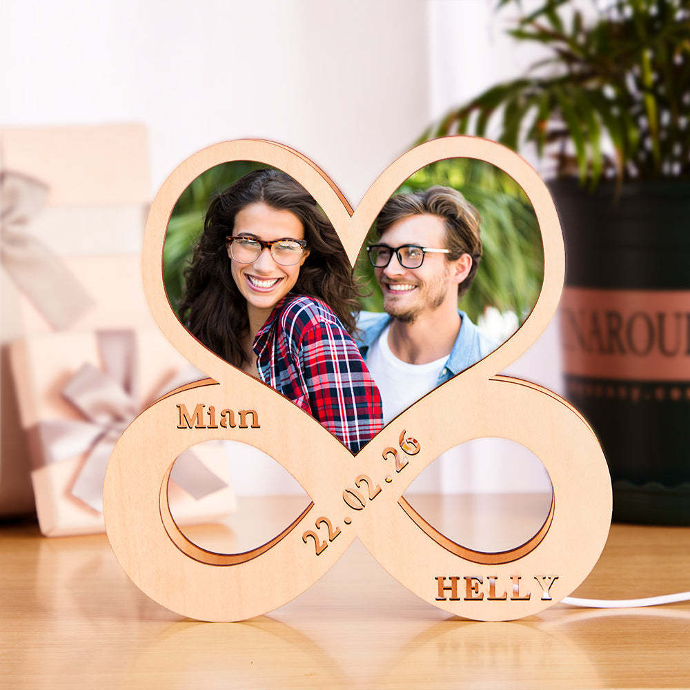 Custom Photo Wooden Lamp Personalized Heart Led Night Light Home Decoration Gift