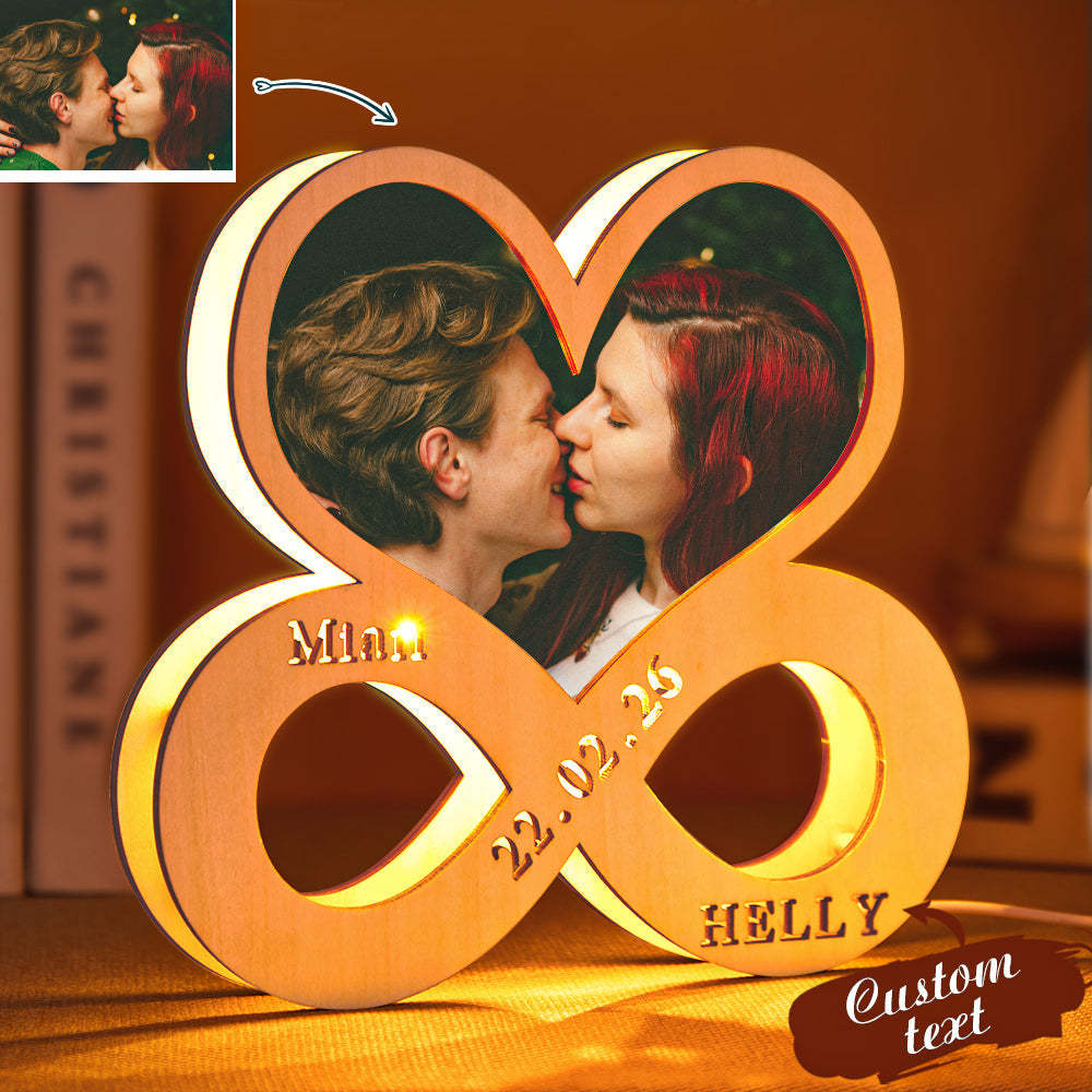 Custom Photo Wooden Lamp Personalized Heart Led Night Light Home Decoration Gift