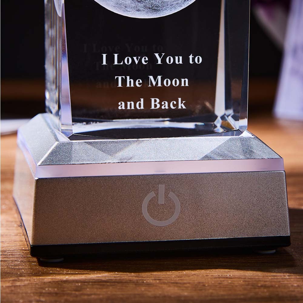 定制雕刻燈 3d 月亮水晶 Led 七彩燈送給媽媽的禮物 - PhotoMoonLampTW