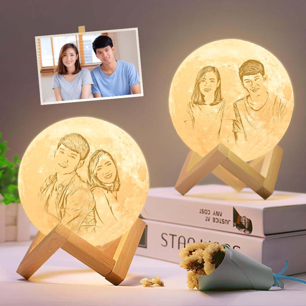 客製化 3d 打印照片月亮燈雙面照片 - 觸摸2色（10cm-15cm）