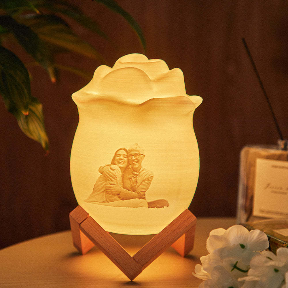 客製化獨家照片和名字玫瑰小夜燈7色小夜燈遙控燈