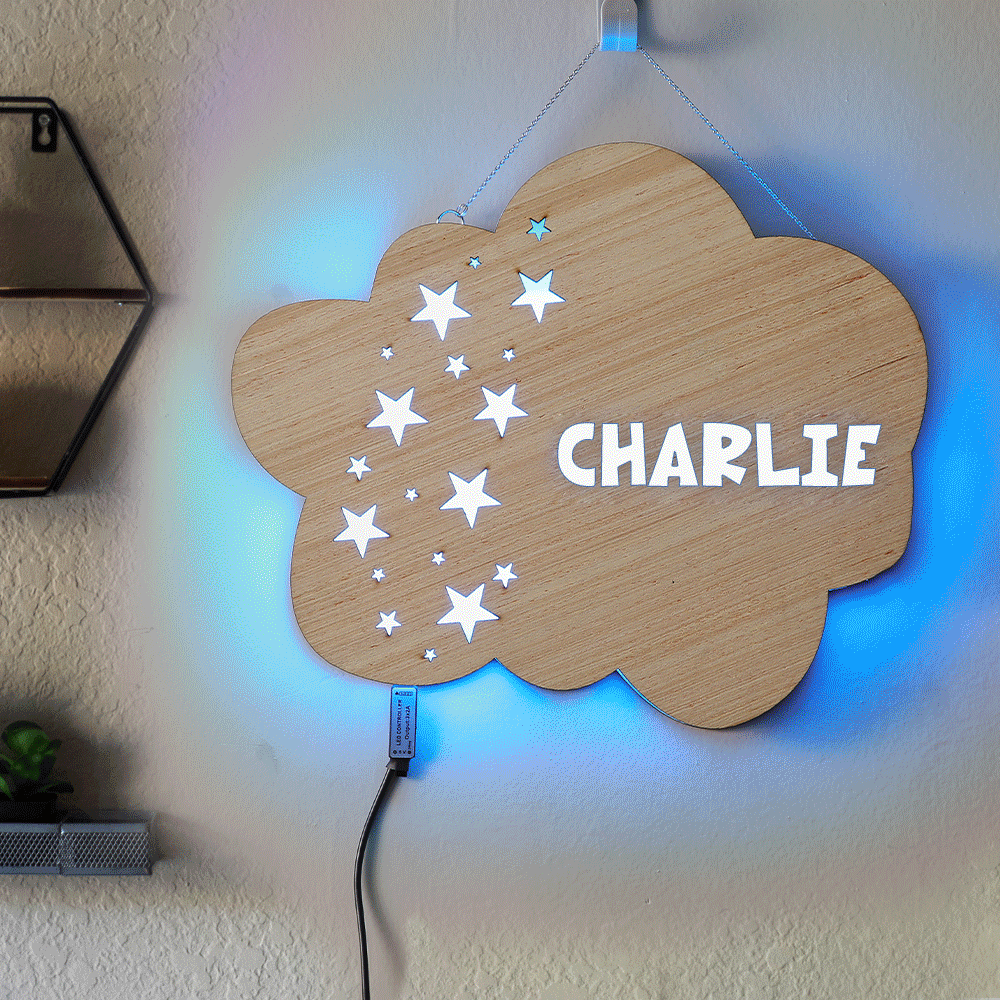 Custom Engraved Wooden Cloud Night Light Home Cozy Furnishing