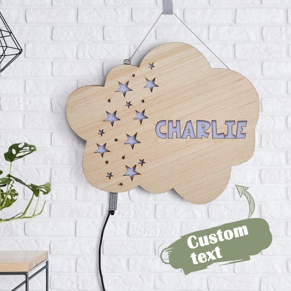 Custom Engraved Wooden Cloud Night Light Home Cozy Furnishing