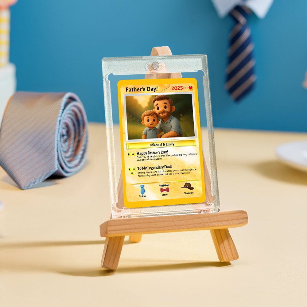 個性化寶可夢卡卡通照片父親節卡片定製文字和照片寶可夢卡禮物送給爸爸寶可夢禮物 - PhotoMoonLampTW