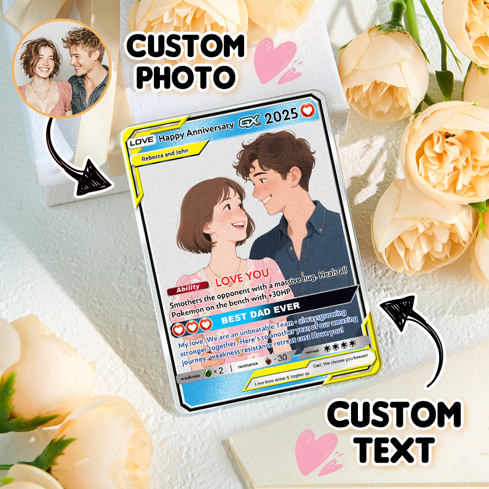 個人化寶可夢卡片動漫壓克力卡片情侶卡全像裝飾週年紀念禮物