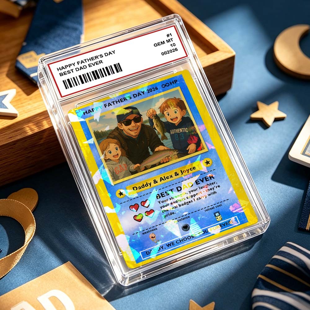 客製化傳奇老爸之愛集換卡 – 客製化照片父親節禮物,獨特的 TCG 收藏風格卡 - PhotoMoonLampTW